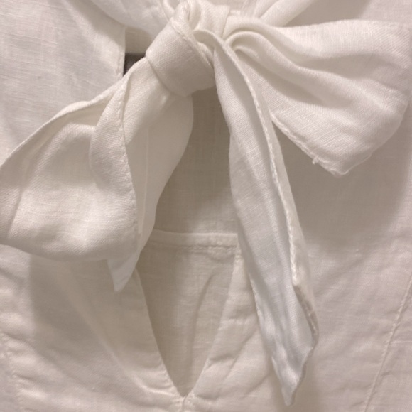 NWOT ZARA white linen long sleeved blouse with neck tie. - Picture 5 of 8